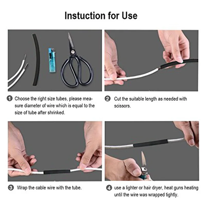 

130 pcs/set Dual Wall Adhesive Heat Shrink Tubing kit 6 Sizes Black Color Set AI88