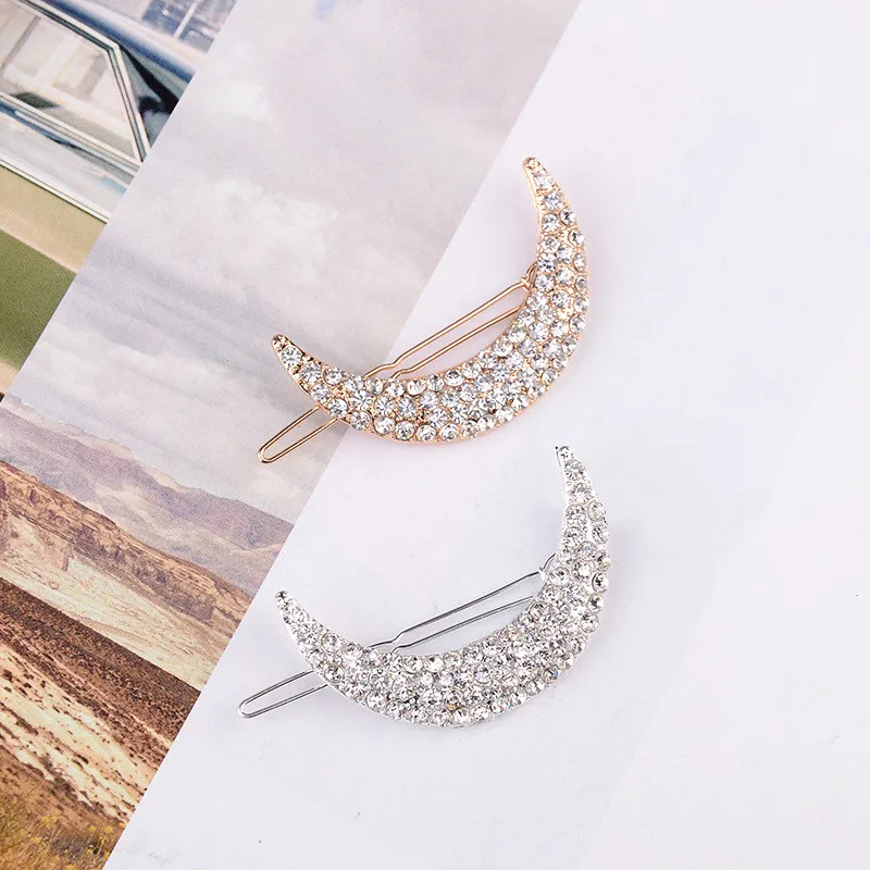 

Newest Crystal Moon Rhinestone Hair Accessories for Women Hair Clips for Girls Headdress Hairpin Clamps