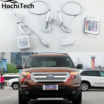 for Ford Explorer 2011 2012 2013 2014 2015 2016 LED perimeter headlight rings halo Multi-color RGB angel demon eyes