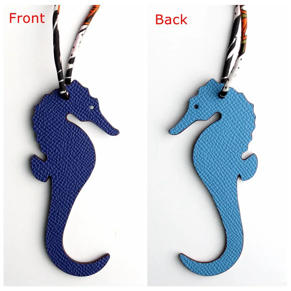 Известный бренд шелк на заказ ручной работы из натуральной кожи милый брелок в виде оленя животного морской конек женская сумка Подвеска на рюкзак - Цвет: BLUE