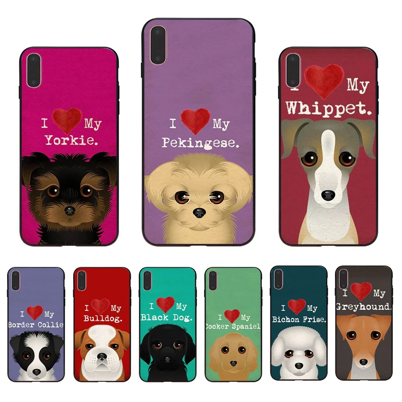 IMIDO I Love My Dog ТПУ Черный чехол для телефона Iphone 6 6S 6PLUS PLUS 7 8 7PLUS 8PLUS X XS XR XSMAX 5 5S SE |