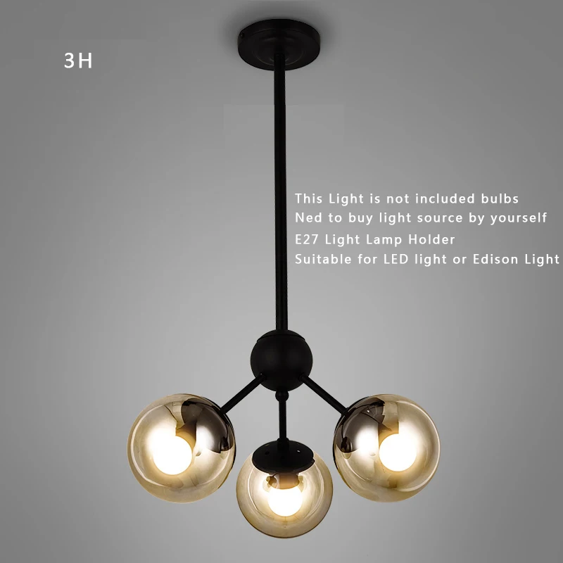 Livewin Mordern светодиодный подвесной светильник, большой, с 3-21 головой, блестящий черный глобус, подвесная Подвеска для столовой, потолочный светильник, Lamparas