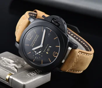 

bomax marina automatic movement power reserve watch 44MM PVD black stainless Luminous Hands steel case black dial 425-5