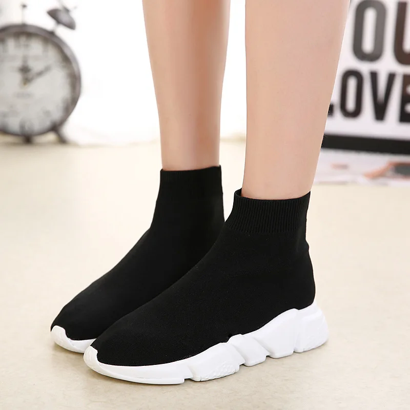 

2019 Spring and Autumn New Women's Shoes Fashion Elastic Socks boot Thick Bottom High Top Shoes Large Size37-44 Yasilaiya