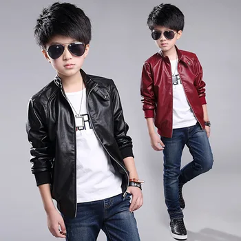 

Spring &Autumn boy's outerwear coats Children's PU Jackets fits 3-12Y 2color