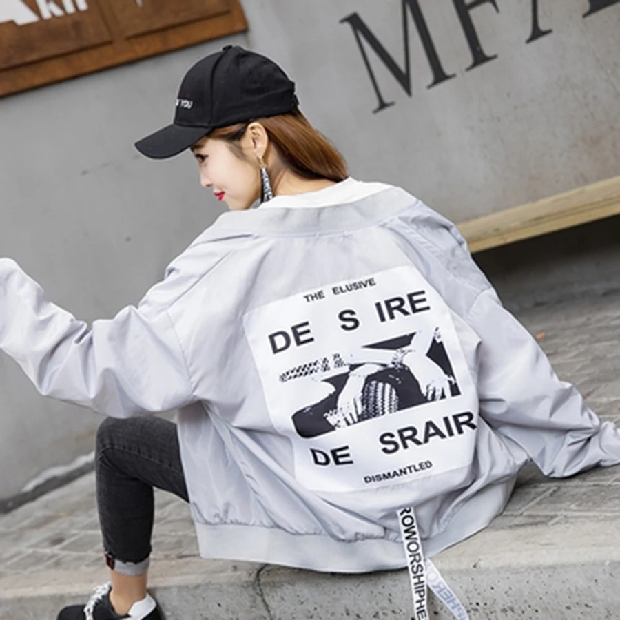 White Korean Long Jacket Autumn Woman Loose Harajuku Coats And Jackets Women Bomber Kurtki Women