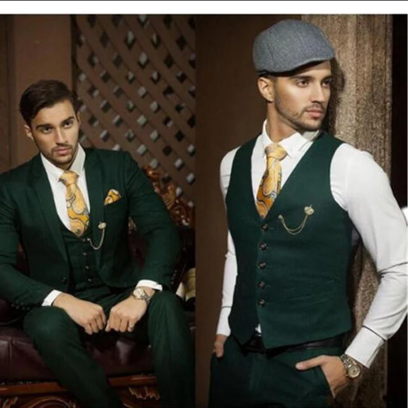 Di alta qualità 3 pezzi verde Scuro abiti da Uomo Abiti Da Sposa Prom  Testimoni Dello Sposo Sposo Smoking Customed Partito Casual Vestiti di  Affari|Suits| - AliExpress