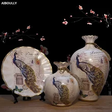 3 шт., европейская керамическая ваза, украшения для мебели, ремесла, свадебный подарок для гостиной, стол, украшение, цветок, роскошная ваза, Декор