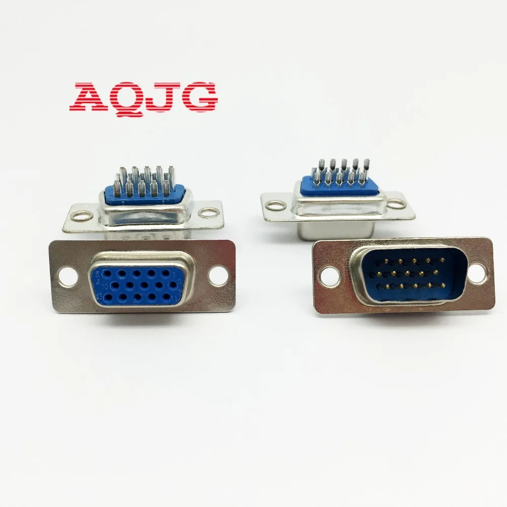 

10 pcs D-SUB VGA 15 Pin Female Solder Type Connector Socket 3 Rows DB15F Female VGA 15 Pin Male Solder Male to female AQJG
