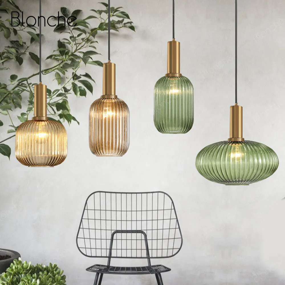 

Modern Stained Glass Pendant Light Fixtures Led Gold Hanging Lamp for Dining Room Bedroom Loft Industrial Home Decor Luminaire