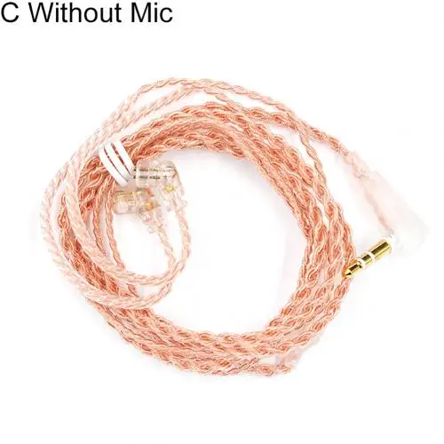Without Mic C KZ 0,75 мм позолоченный B/C провод со штырями для наушников кабель для KZ-ZST/ES4 KZ-ZSN с микрофоном Сменный кабель для DIY Замена наушников аудио - Цвет: Without Mic C