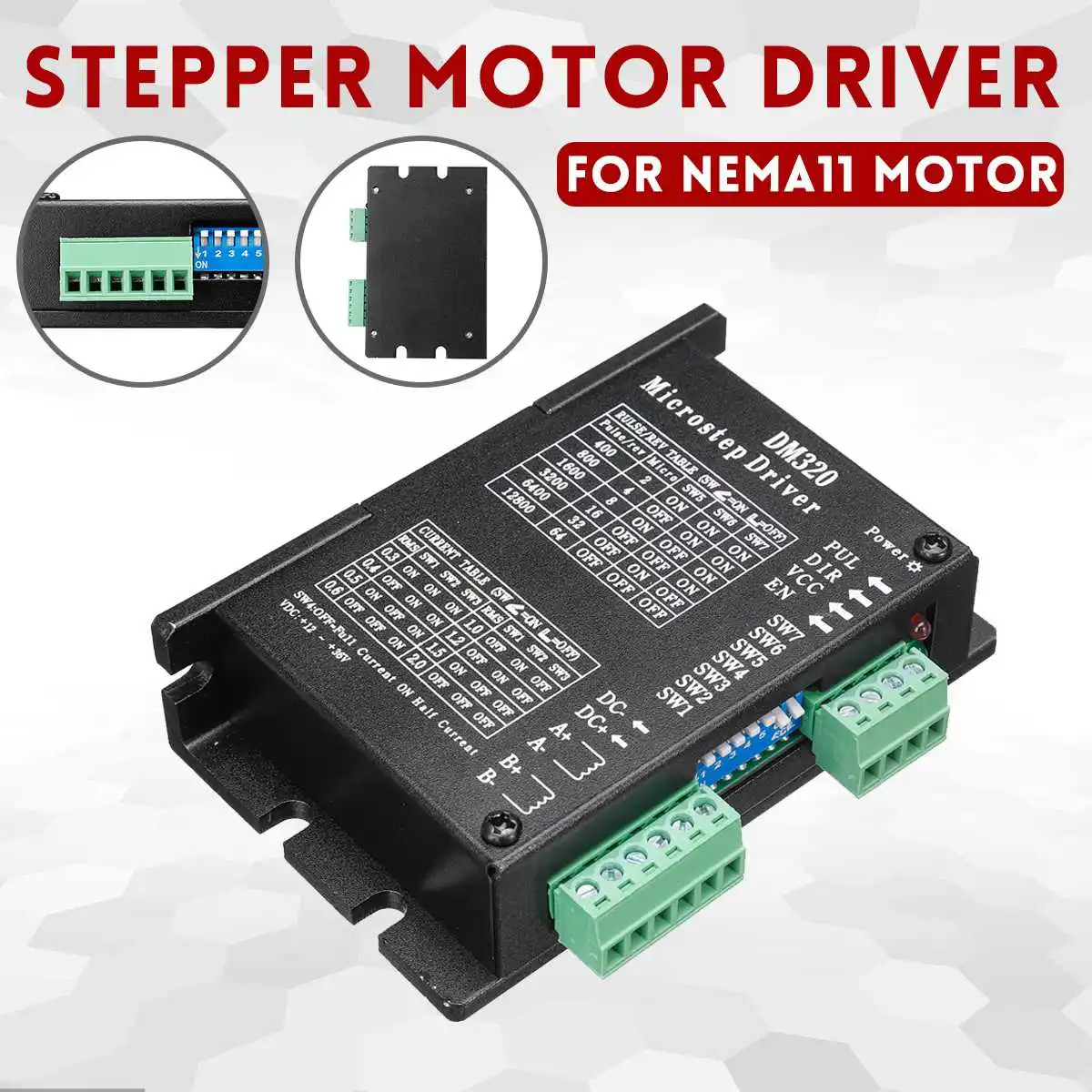 

NEMA11 Stepper Motor CNC Driver 0.3A-2.0A Dual Constant Current PWM Drive Output Matching Drive For Nema11 Motor New Arrival2019