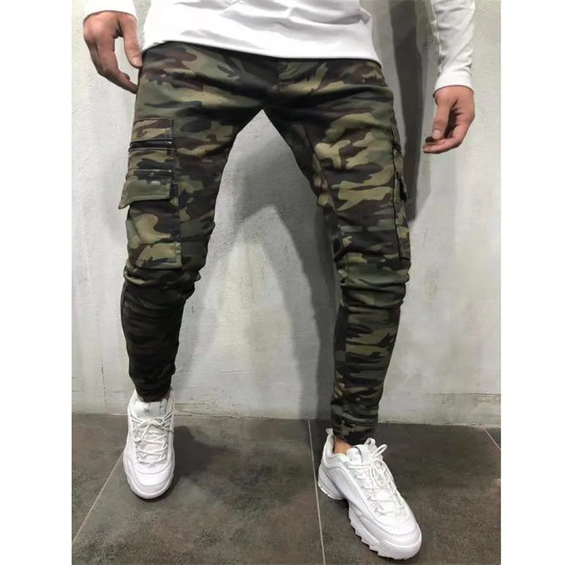 MORUANCLE Для мужчин марка NEW Fashion Hi Street Camouflge джинсы брюки с несколькими карманами модная уличная камуфляжная джинсовая брюки эластичные манжеты Размеры S-XXXL