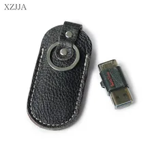 XZJJA U Disk Genuine Leather Hasp Storage Bags Gadgets Organizer Portable Travel Case For U Disk USB Cable Protective Cover