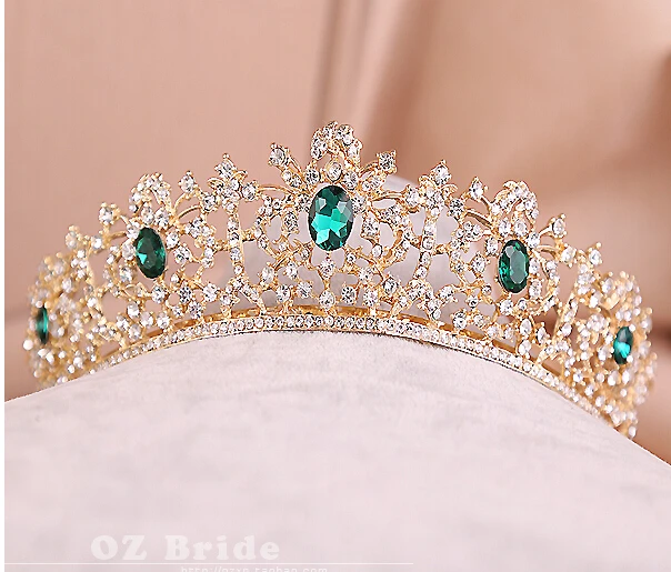 15 years of the new dark green golden bridal tiara rhinestone crown