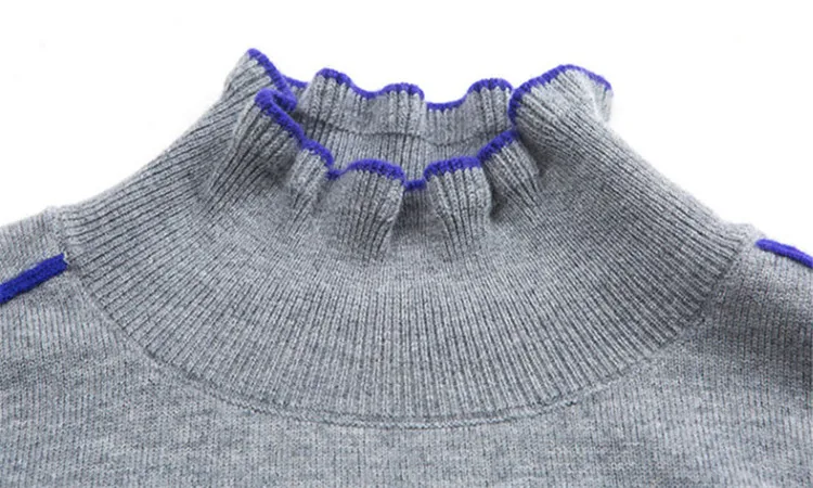 Большие размеры Чистая Шерсть Твердые вязать Женская мода трепал воротник пуловер свитер с рукавом-бабочкой серый 4 вида цветов M-3XL