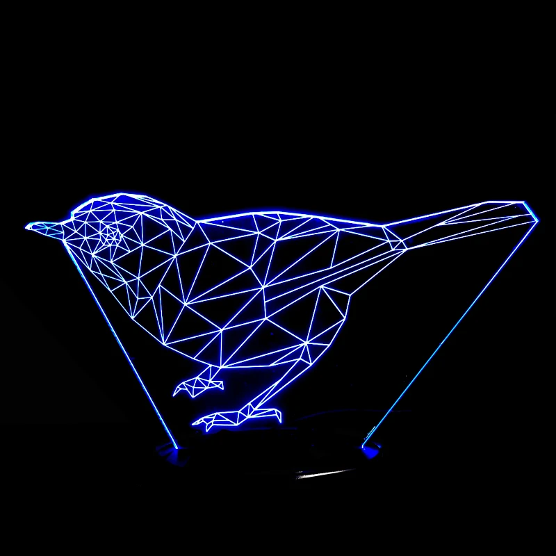 Светодиодные лампы в виде птиц 7 цветов меняющиеся ночные совы 3D