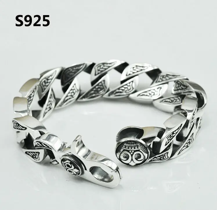 Huge Heavy Handmade 925 Sterling Silver Mens Bracelet Biker Rock Jwcchyb020