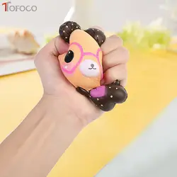 TOFOCO 12 см Kawaii Симпатичные очки медведь мягкими Jumbo замедлить рост игрушки антистресс украсить торт Squishies Еда Сожмите гаджет