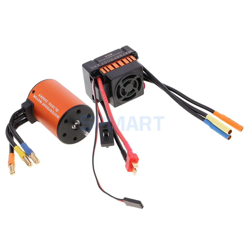 

Waterproof 3650 3500KV Brushless Motor+60A ESC Combo Set for 1/10 RC Car Truck Crawler