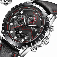 LIGE Mens Watches Top Brand Luxury Quartz Watch Men Casual Waterproof Stopwatch Chronograph Clock Sports Watch Relogio Masculino