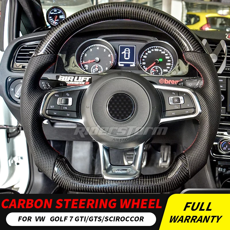 Рулевое колесо из углеродного волокна для Golf 7 GTI Golf R MK7 Jetta Passat Polo GTI Scirocco- Замена углеродных автозапчастей