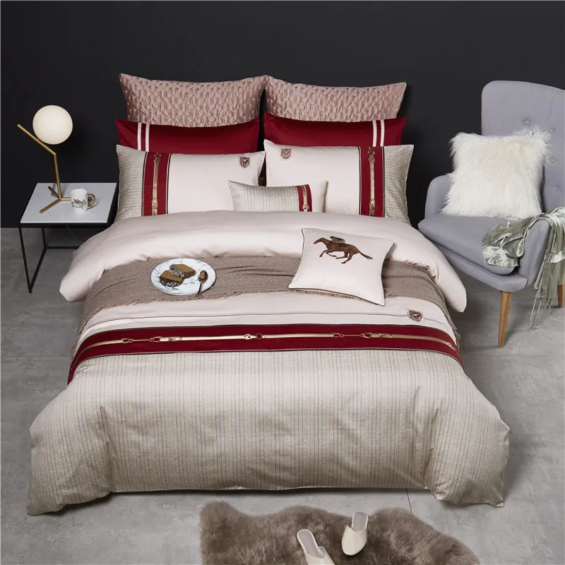 

Home Textile egyptian cotton 4pcs Bedding Sets embroidery Bed Linen Quilt/duvet Cover Bed Sheet luxury bed set