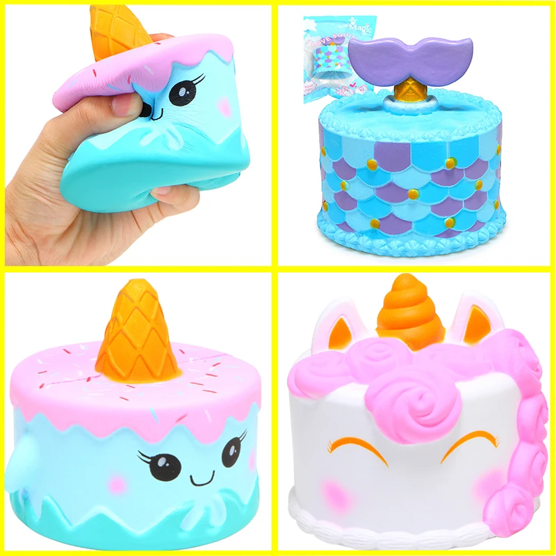 

11CM big squishy slow rising jumbo lanyard Squishy Slow Rising unicorn cake squeeze lanyard for keys groot phone strap