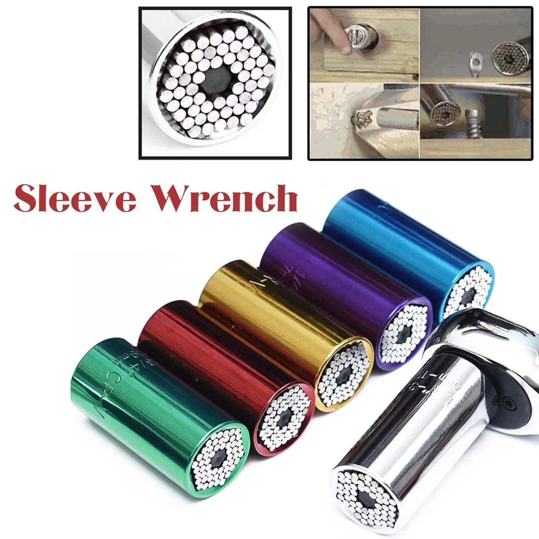 

1pc Torque Wrench Head Set Socket Sleeve 7-19mm Power Drill Ratchet Bushing Spanner Key Magic Grip Multi Hand Tools