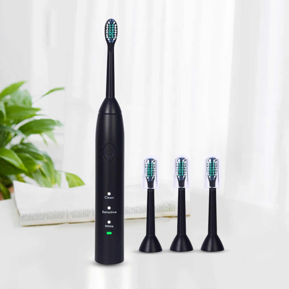 AZDENT New Ultrasonic Sonic Electric Toothbrush Rechargeable 3 Modes with 4pcs Replacement Heads