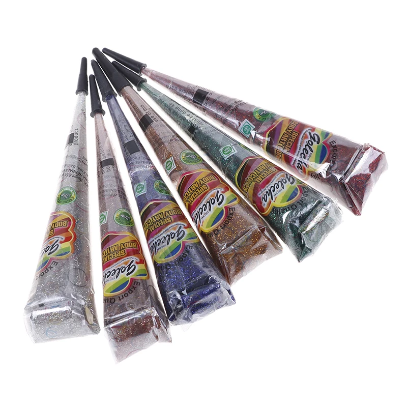 1 Piece Henna Glitter Cone 6 Colors Laser Body Art Tattoo Paint