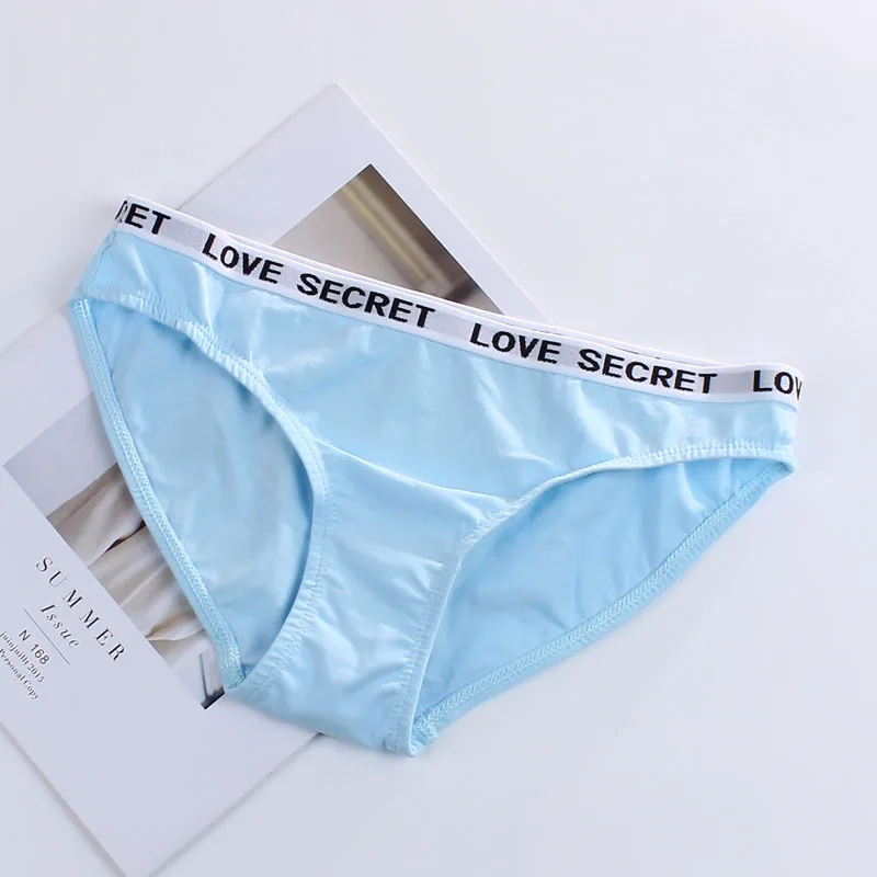 light blue Женское нижнее белье с надписью «Love Secret», хлопковые сексуальные спортивные трусы с низкой талией для студентов, здоровое дышащее нижнее белье - Цвет: light blue