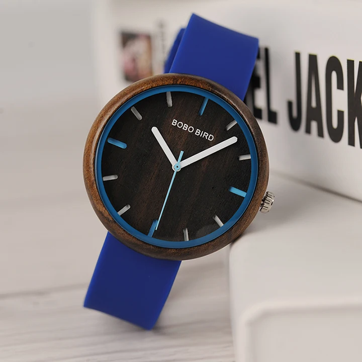BOBO BIRD деревянные женские часы с цветным силиконовым ремешком деревянные часы для записей стильные часы Идеальные подарки Relogio Masculino C-iR28