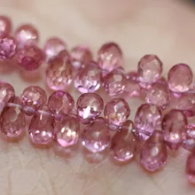 Один кусок россыпью бусины розовый топаз капля граненый 7-8 мм для DIY ювелирных изделий FPPJ бусины Природный драгоценный камень