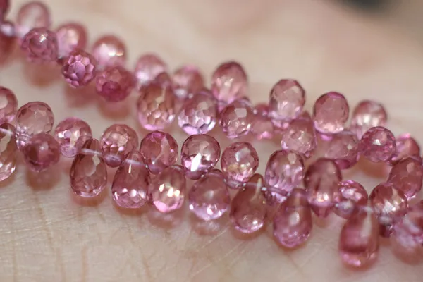 

one PIECE loose beads pink topaz drop faceted 7-8mm for DIY jewelry making FPPJ wholesale beads nature gem stone