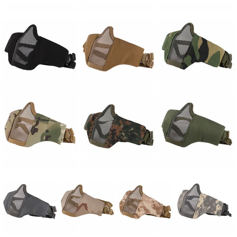 Наружная велосипедная маска на половину нижнего лица, металлическая сетка из стали, маска для охоты, велоспорта, тактическая защитная маска на половину лица