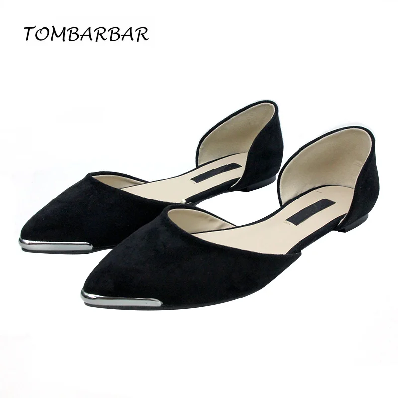 Flat Shoes font b Women b font Flock Rubber Casual Office Slip On Pointed Toe Autumn