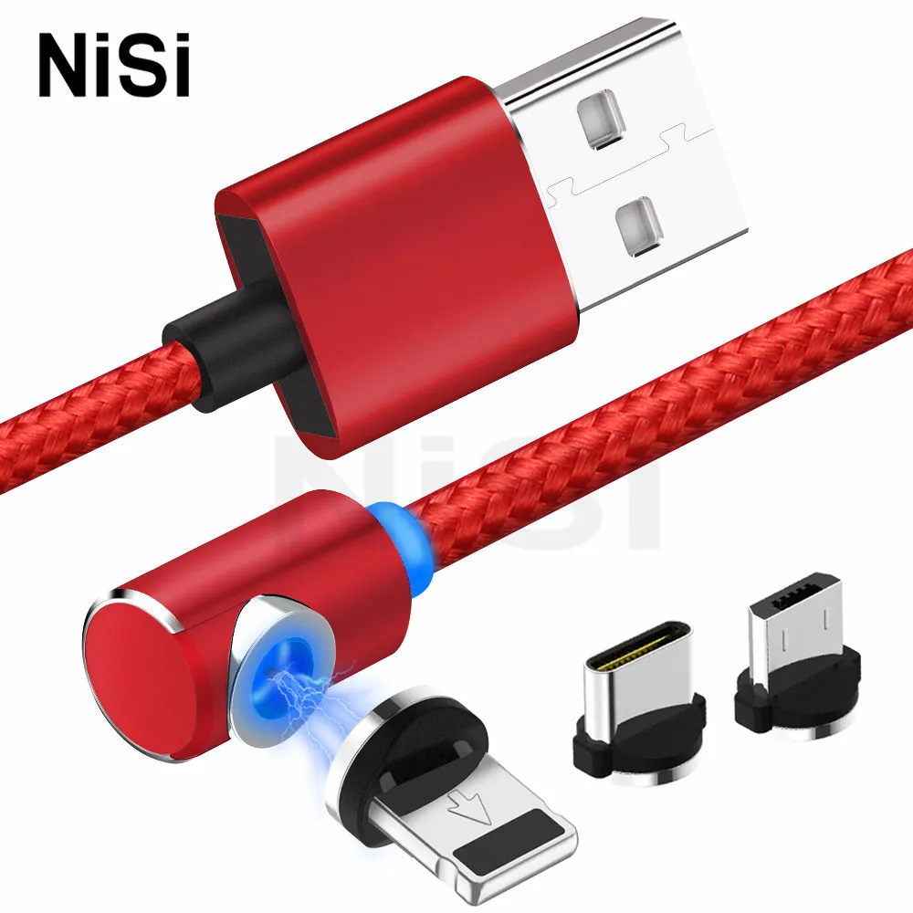 

90 L Shape LED Magnetic Cable 2.1A Fast Charge Micro USB IOS Type-C Cable for iPhone Samsung Xiaomi Huawei Mobile Phone Charger