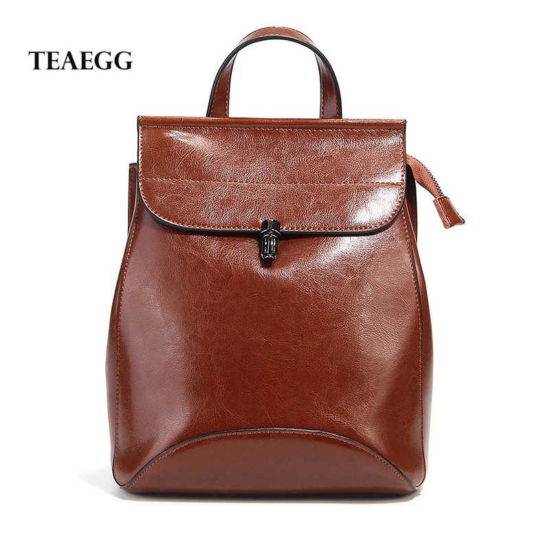 Mode brown Wachs Öl Rucksack Neue Lock Schnalle Koreanischen Black Flut Scjool Leder 2019 Stil red g6qt6w1B