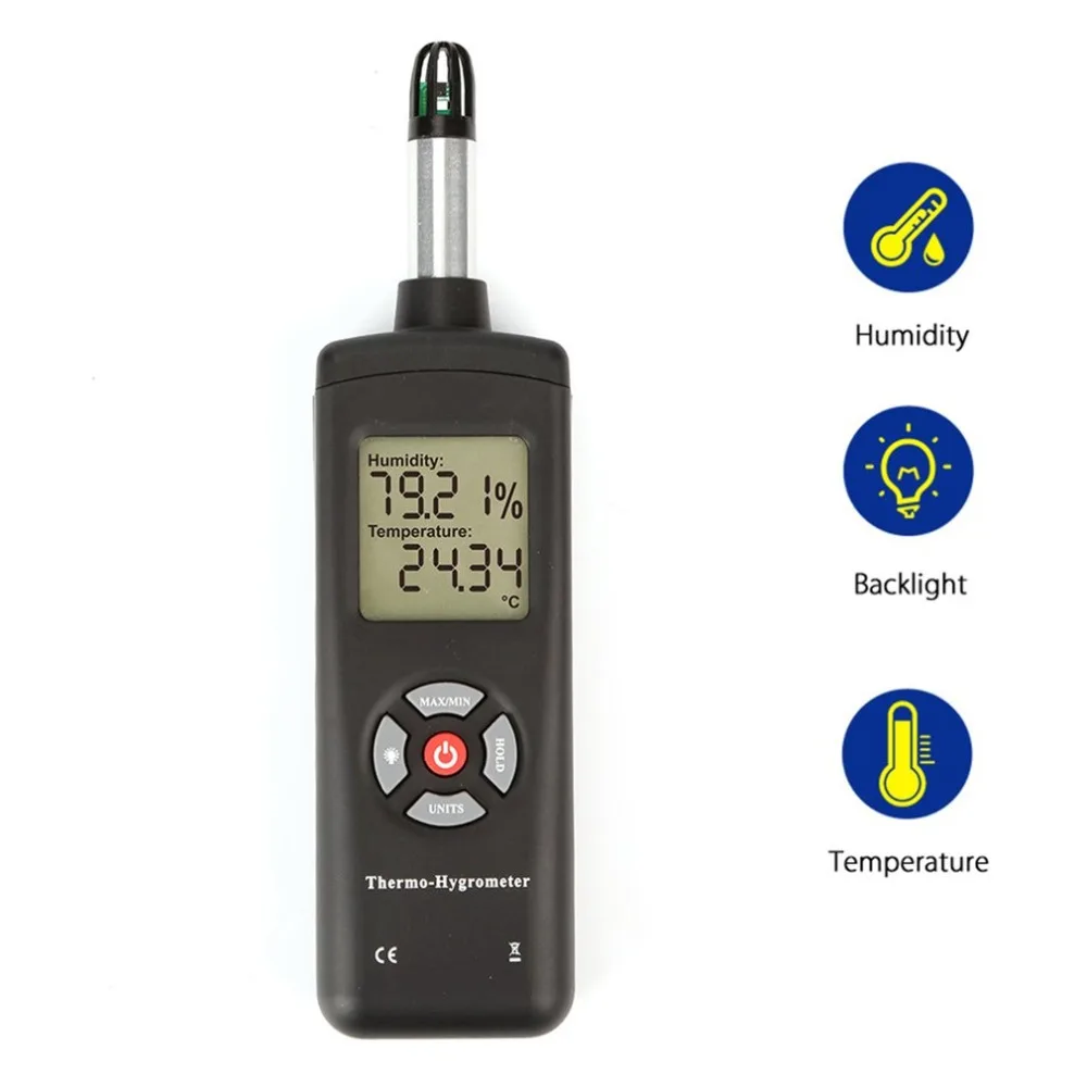 

Digital LCD Thermometer Hygrometer Temperature & Humidity Meter Psychrometer Wet Bulb Dew Point Temperature Detector
