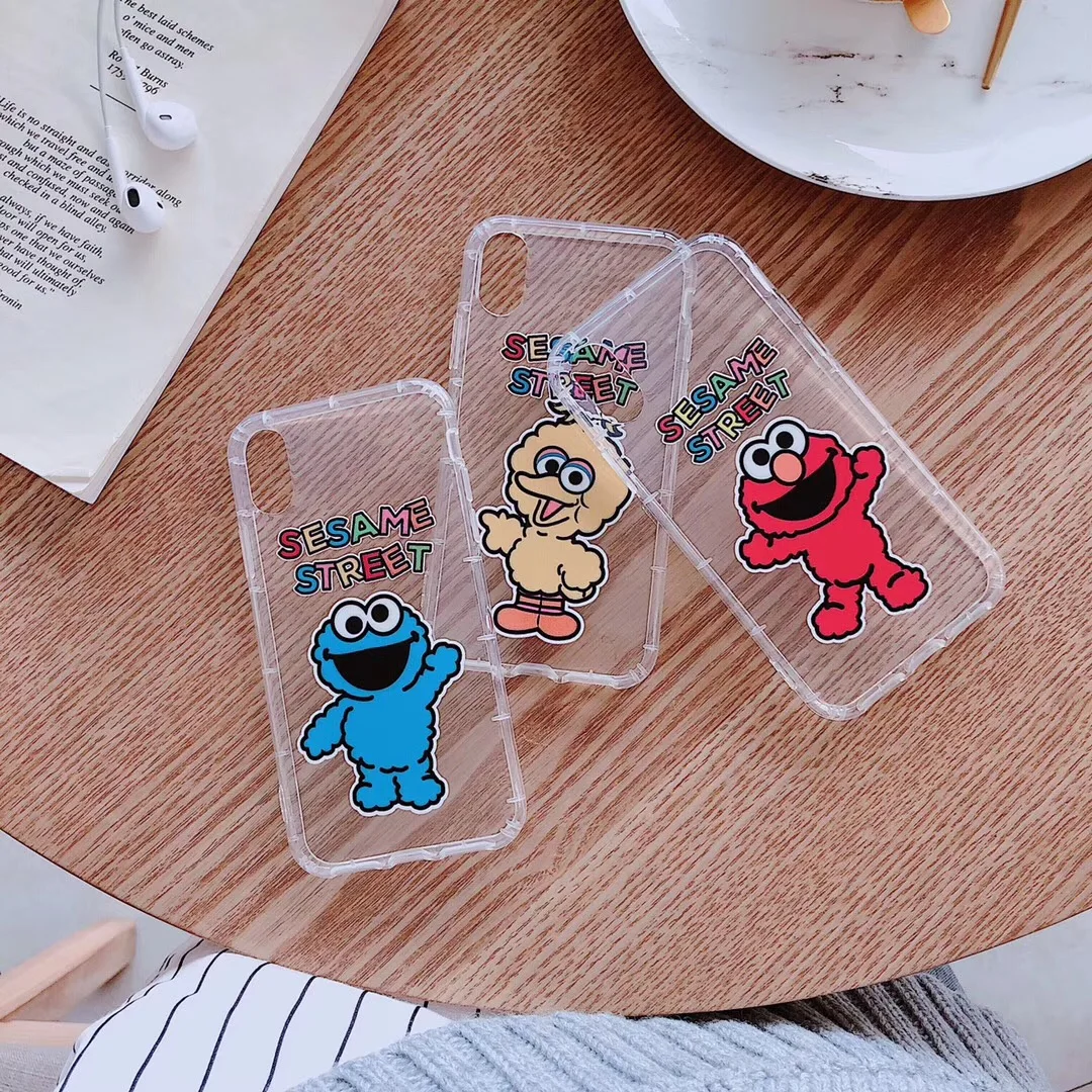 

US Cute Cartoon Sesame Street ELMO CookieMonster Phone Case For iPhone 7 8 6 6s Plus X XS Max Xr clear Soft silicone Cover