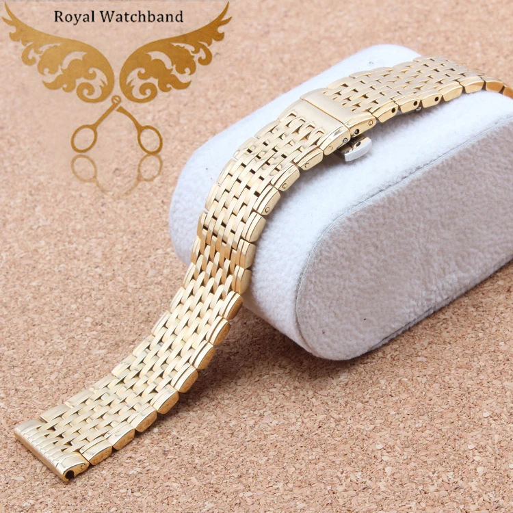 13mm 18mm Watch band strap Bracelets Gold Stainless Steel Deployment Clasp Bracelets