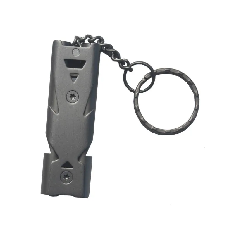 

Outdoor Emergence Saving Tools Double Pipe Whistle 120 Decibel Stainless steel EDC Mini Portable Emergency Survival Keychain