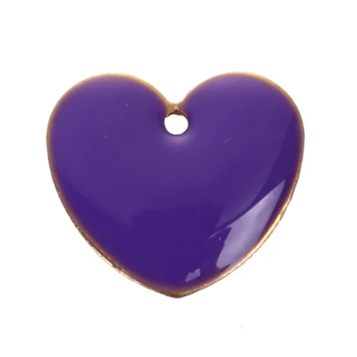 Дорин коробка Медь Многоцветный эмалированные Блёстки Талисманы сердце без покрытия эмали DIY ювелирных изделий Компоненты 16 мм x 16 мм, 10 шт - Окраска металла: Purple