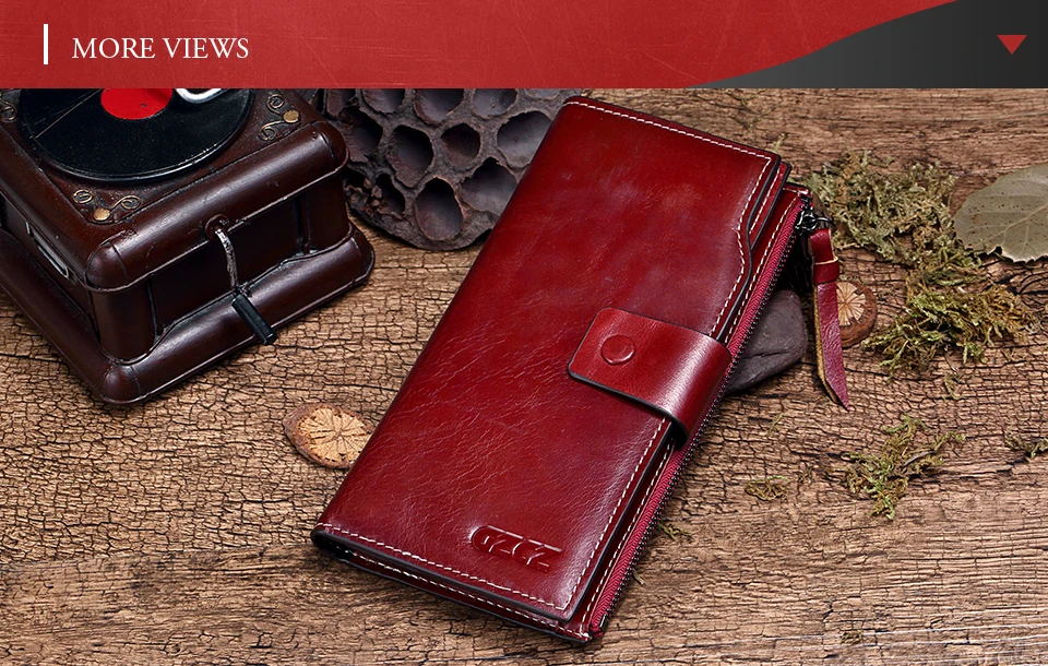 GZCZ натуральная кожаный тонкий кошелек для монет женский Walet женский держатель для карт на молнии длинный валлет клатч Portomonee красный клатч удобный