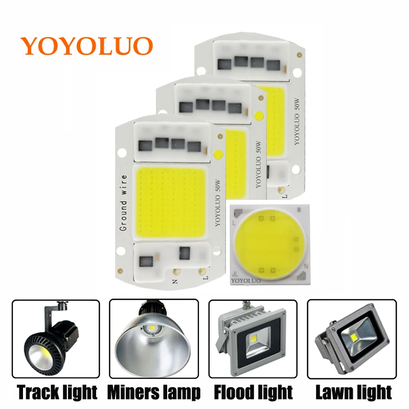 

[YOYOLUO] LED COB Lamp Chip 5W 20W 30W 50W 220V Input Smart IC Driver Fit For DIY LED Floodlight Spotlight Cold White Warm White