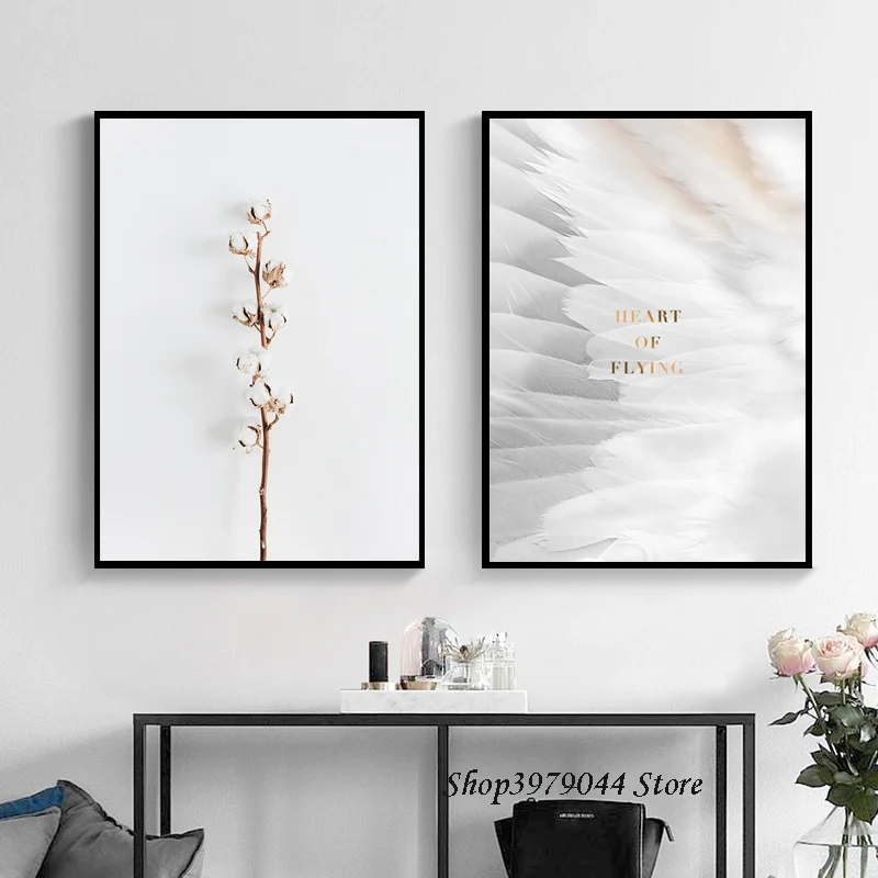 

Flower Poster Nordic Decoration Home Feather Print Art Canvas Painting Wall Pictures For Living Room Canvas Prints Unframed