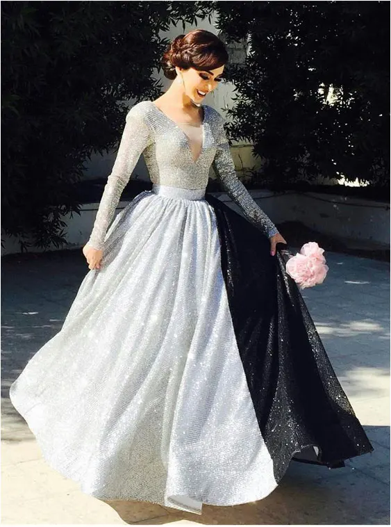 Silver and black wedding dress