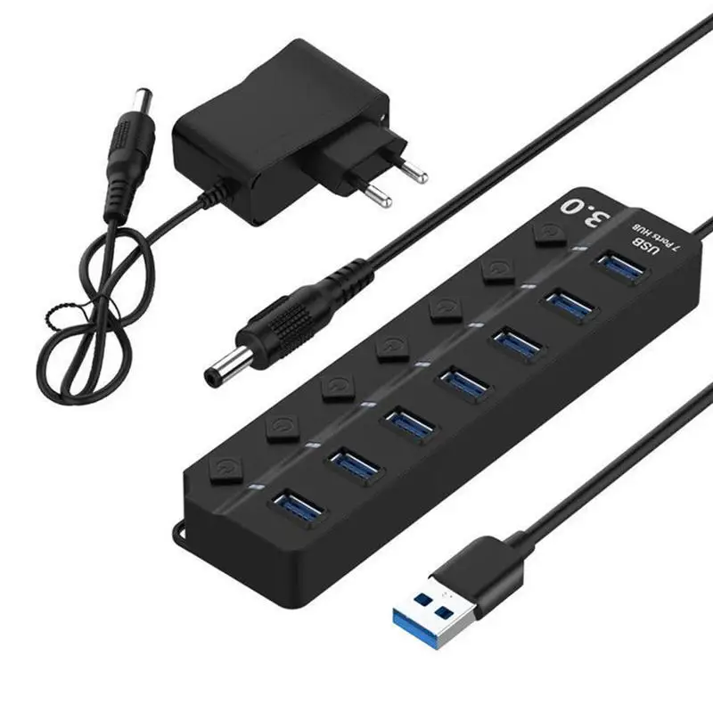 

USB Hub 3.0 4/7 Port Hub 5Gbps High Speed USB 3.0 Hub Splitter Switch Power Adapter For MacBook Laptop PC