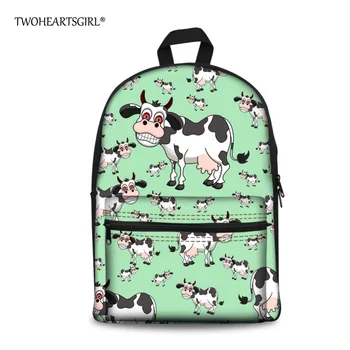 

TWOHEARTSGIRL Cute Teen Girls Backpack for School Printing Cows Kids Bagpack Cool Middle Children Back Pack Rucksack Mochila